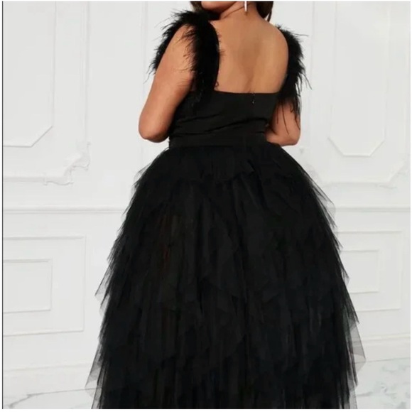 Fashion Nova Black Feathered Tulle Dress - Picture 3 of 9